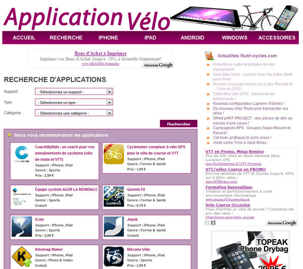 Application vélo