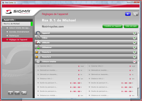 Paramétrage Sigma Rox 9.1 via Sigma Data Center