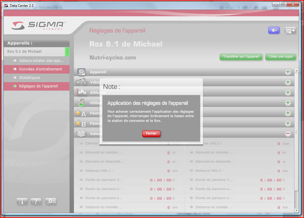 Paramétrage Sigma Rox 9.1 via Sigma Data Center