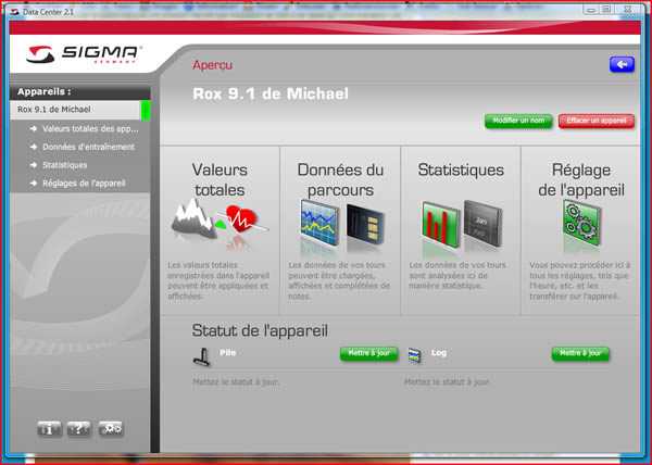 Paramétrage Sigma Rox 9.1 via Sigma Data Center
