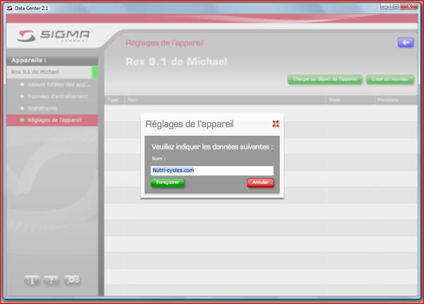 Paramétrage Sigma Rox 9.1 via Sigma Data Center