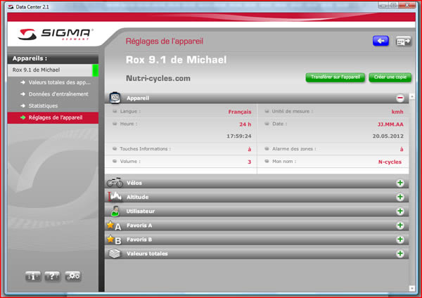 Paramétrage Sigma Rox 9.1 via Sigma Data Center