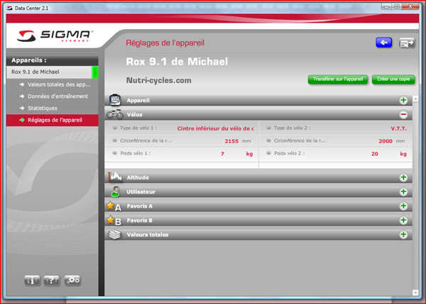 Paramétrage Sigma Rox 9.1 via Sigma Data Center