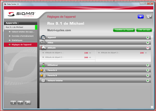 Paramétrage Sigma Rox 9.1 via Sigma Data Center