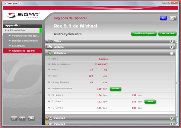 Paramétrage Sigma Rox 9.1 via Sigma Data Center