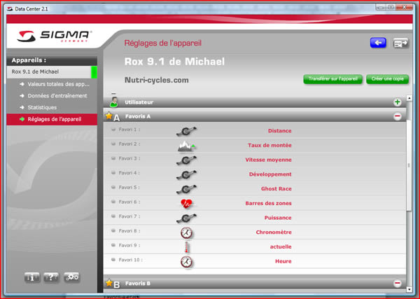 Paramétrage Sigma Rox 9.1 via Sigma Data Center