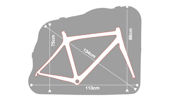 Mise en place du vélo sans tige de selle dans la valise