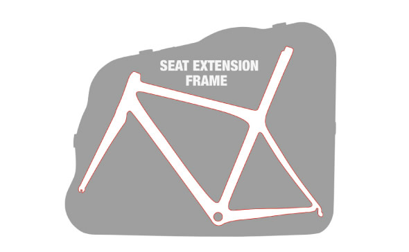 Mise en place du vélo avec tige de selle intégrée dans la valise